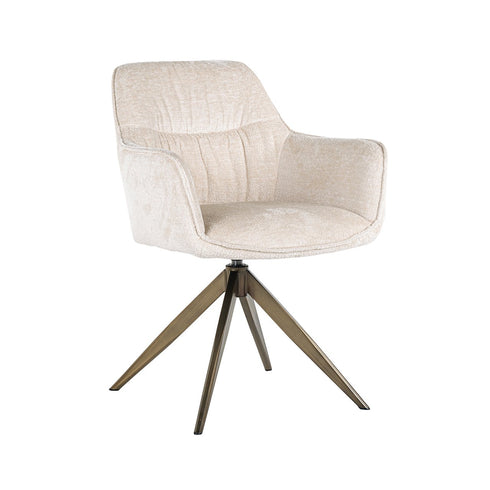 Alia White Chenille Swivel Chair